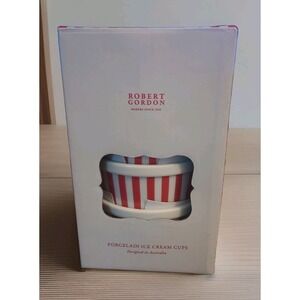 Robert Gordon Ice Cream Dish Bowl Set of 4 Carnival Red White Stripe New In Box